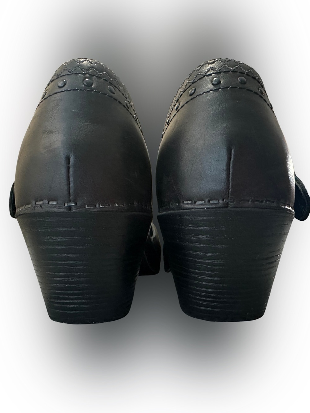 Dansko Makenna Black Leather Mary Jane Studded Heel Clogs Size 42 Comfort - Picture 4 of 16